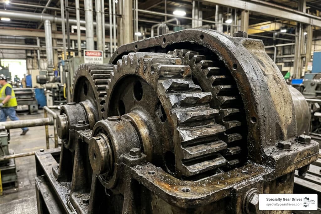 industrial gearbox repair worn gears mechanical failure